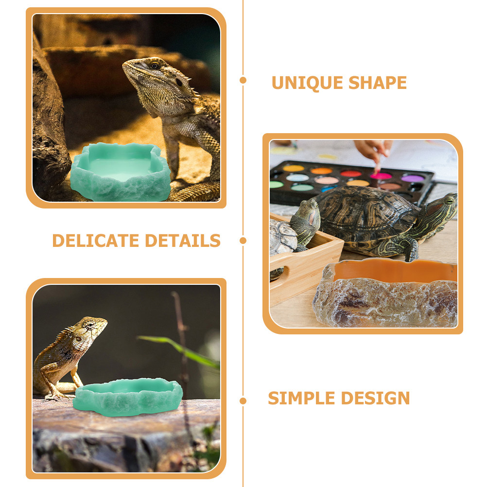 2個入り夜光爬虫類用フードボウル、固体樹脂製給餌皿、爬虫類ペ - Water Dish Reptile のレビューと価格